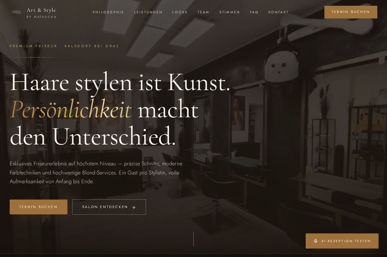 Desktop-Ansicht der Website Art & Style by Natascha