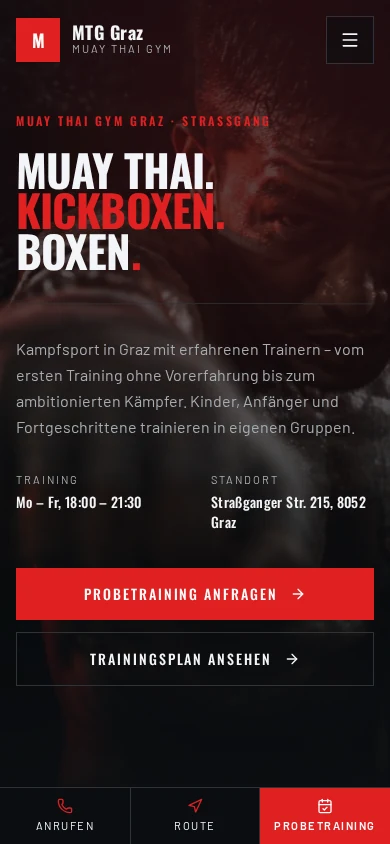 Smartphone-Ansicht der Website MTG Graz