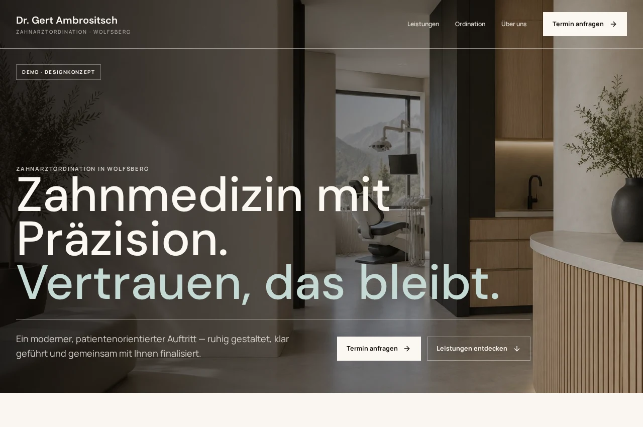 Desktop-Ansicht der Website Dr. Gert Ambrositsch